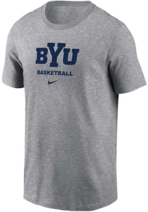 Nike BYU Cougars Grey Basketball Short Sleeve T Shirt
