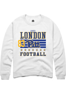 James London Pitt Panthers Mens White Football NIL Striped Player Crew