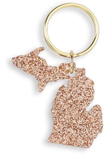 Michigan Glitter State Keychain - Gold
