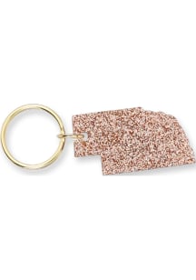 Nebraska Glitter State Keychain - Gold