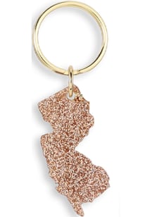 New Jersey Glitter State Keychain - Gold