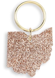 Ohio Glitter State Keychain - Gold