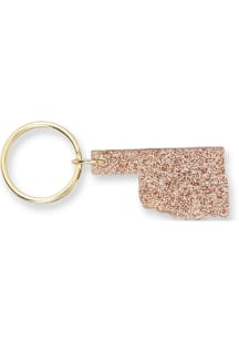 Oklahoma Glitter State Keychain - Gold