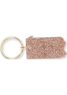 Pennsylvania Glitter State Keychain - Gold