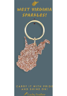 West Virginia Glitter State Keychain - Gold