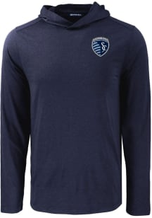 Cutter and Buck Sporting Kansas City Mens Navy Blue Coastline Eco Long Sleeve Lightweight Hoodie