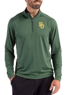 Cutter and Buck Baylor Bears Mens Green Coastline Long Sleeve Qtr Zip Pullover