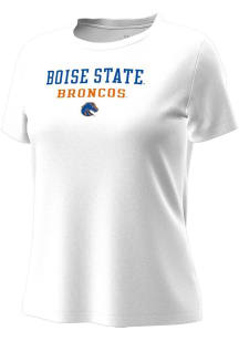 Under Armour Boise State Broncos Womens White Stacked over logo Tech Stretch Short Sleeve T-Shirt
