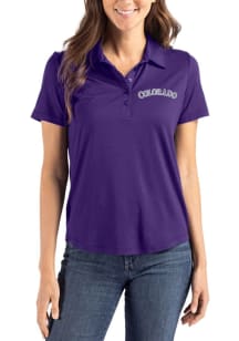 Cutter and Buck Colorado Rockies Womens Purple Coastline Eco Cooperstown Short Sleeve Polo Shirt