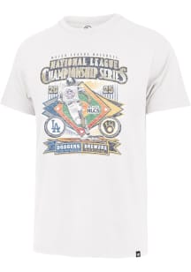 47 Milwaukee Brewers White vs LA Dodgers 2025 NLCS Match Up Dueling Franklin Short Sleeve Fashion..