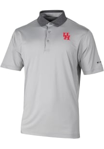 Columbia Houston Cougars Mens Grey Heat Seal Settle In Short Sleeve Polo