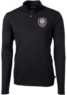 Cutter and Buck Orlando City SC Mens Black Virtue Eco Pique Long Sleeve Qtr Zip Pullover