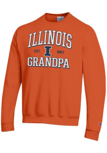 Champion Illinois Fighting Illini Mens Orange Est. Date Grandpa Powerblend Long Sleeve Crew Sweats..