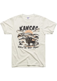 Charlie Hustle Kansas White Where the west began Short Sleeve Fashion T Shirt