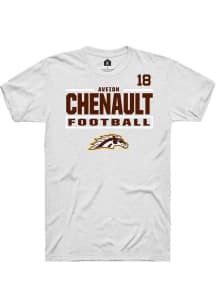Aveion Chenault Western Michigan Broncos White Football NIL Stacked Box Short Sleeve Player T Shir..