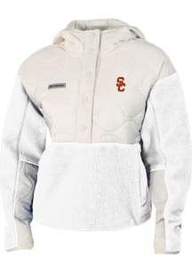 Columbia USC Trojans Womens White Cloud Point Fleece Light Weight Jacket