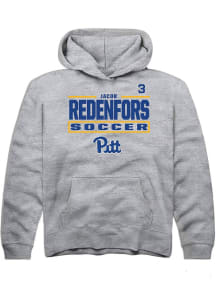 Jacob Redenfors Rally Pitt Panthers Youth NIL Stacked Box Long Sleeve Player Hoodie Grey