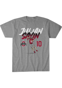 Julian Sayin Ohio State Buckeyes Grey Heather Name Number Pose Short Sleeve Fashion Player T Shirt