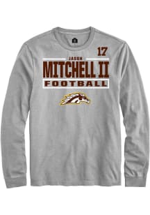 Jason Mitchell II Western Michigan Broncos Grey Football NIL Stacked Box Long Sleeve Player T Shir..