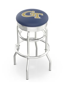 GA Tech Yellow Jackets Double-Ring Swivel Chrome Pub Stool - Black