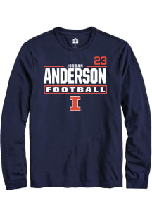 Jordan Anderson Illinois Fighting Illini Navy Blue Football NIL Stacked Box Long Sleeve Player T S..