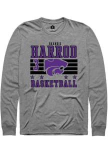 Brandie Harrod K-State Wildcats Grey NIL Striped Long Sleeve Player T Shirt