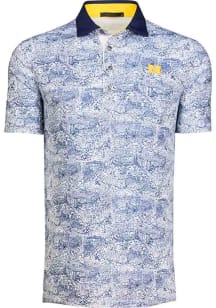 Greyson Michigan Wolverines Mens White Campus Scene Short Sleeve Fashion Polo