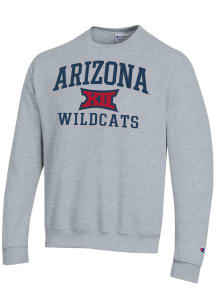 Champion Arizona Wildcats Mens Grey Heather B12 Arch Powerblend Long Sleeve Crew Sweatshirt