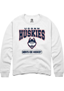 Summit Sportswear UConn Huskies Mens White Men's Ice Hockey Long Sleeve Crew Sweatshirt