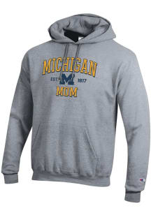 Champion Michigan Wolverines Mens Grey EST Date Mom Powerblend Long Sleeve Hoodie