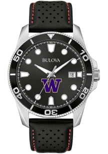 Bulova Washington Huskies Sport Leather Mens Watch