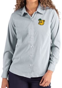 Cutter and Buck Baylor Bears Womens Vault Epic Confidence Pinstripe Long Sleeve Green Dress Shirt