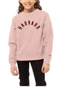 Harvard Crimson Girls Pink Arch Wordmark Long Sleeve Sweatshirt