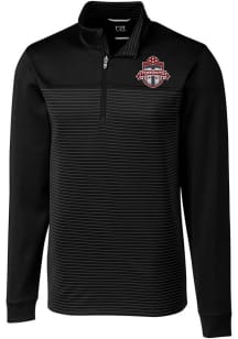 Cutter and Buck Toronto FC Mens Black Traverse Stripe Long Sleeve Qtr Zip Pullover