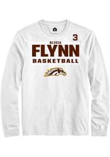 Olivia Flynn Western Michigan Broncos White NIL Stacked Box Long Sleeve Player T Shirt