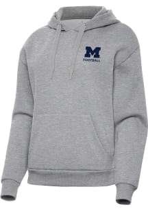 Antigua Michigan Wolverines Womens Grey Heather Football Victory Hooded Sweatshirt