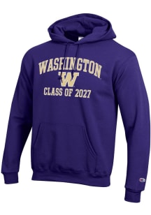 Champion Washington Huskies Mens Purple Font Class of 2027 Powerblend Long Sleeve Hoodie