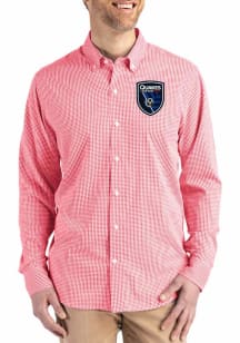 Cutter and Buck San Jose Earthquakes Mens Red Skyline Long Sleeve Dress Shirt