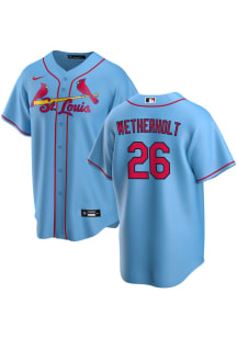 JJ Wetherholt St Louis Cardinals Mens Replica Alternate Jersey - Light Blue