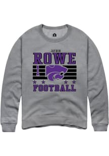 Jayden Rowe K-State Wildcats Mens Grey Football NIL Striped Player Crew