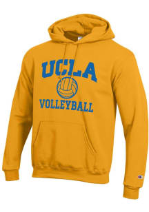 Champion UCLA Bruins Mens Gold Volleyball Icon Powerblend Long Sleeve Hoodie