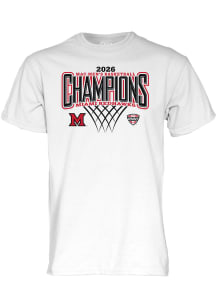 Blue 84 Miami RedHawks White 2026 MAC Men's Basketball Regular Season Champions Short Sleeve T Shi..