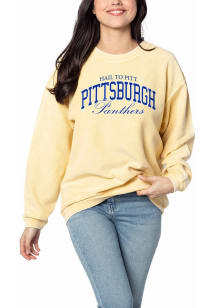 Pitt Panthers Womens Gold Corded Crew Sweatshirt