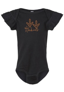 Summit Sportswear Virginia Tech Hokies Baby Black Flutter Sleeve Short Sleeve One Piece