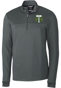 Cutter and Buck Portland Timbers Mens Graphite Traverse Stripe Long Sleeve Qtr Zip Pullover