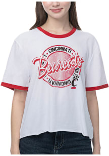 Cincinnati Bearcats Womens White Retro Ringer Short Sleeve T-Shirt