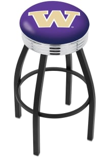 Washington Huskies 3 Ring Chrome Seat Pub Stool - Black