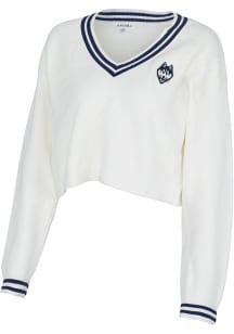 UConn Huskies Womens White Victory V Long Sleeve Sweater