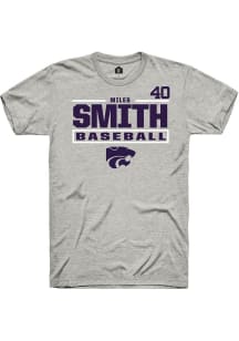 Miles Smith  K-State Wildcats Ash Rally NIL Stacked Box Short Sleeve T Shirt