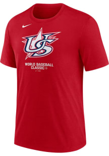 Nike USA Red Logo Triblend World Baseball Classic Short Sleeve Fashion T Shirt